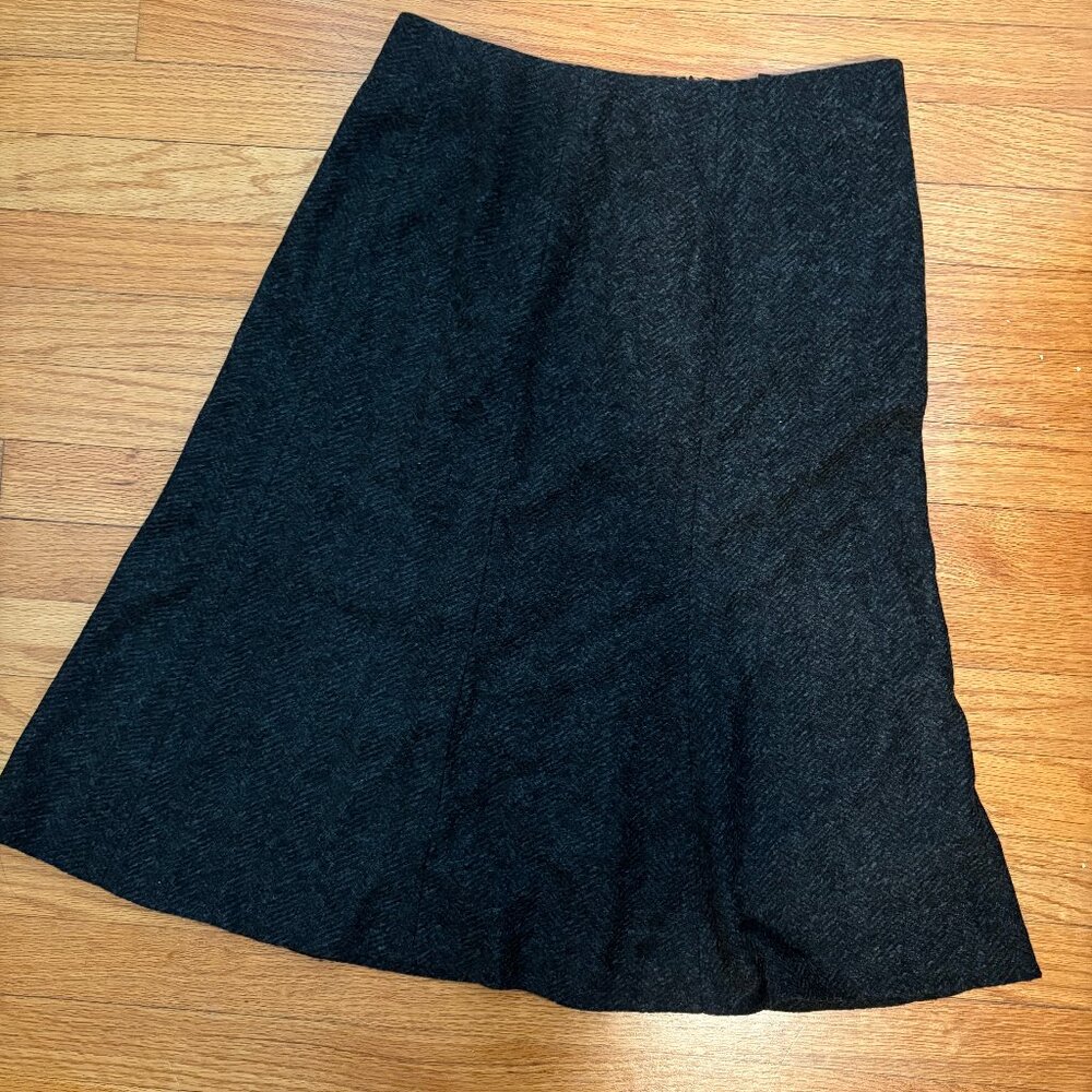 Dark Gray Uniqlo A-line Midi Wool Blend Skirt, Zip Closure, Size M, EUC